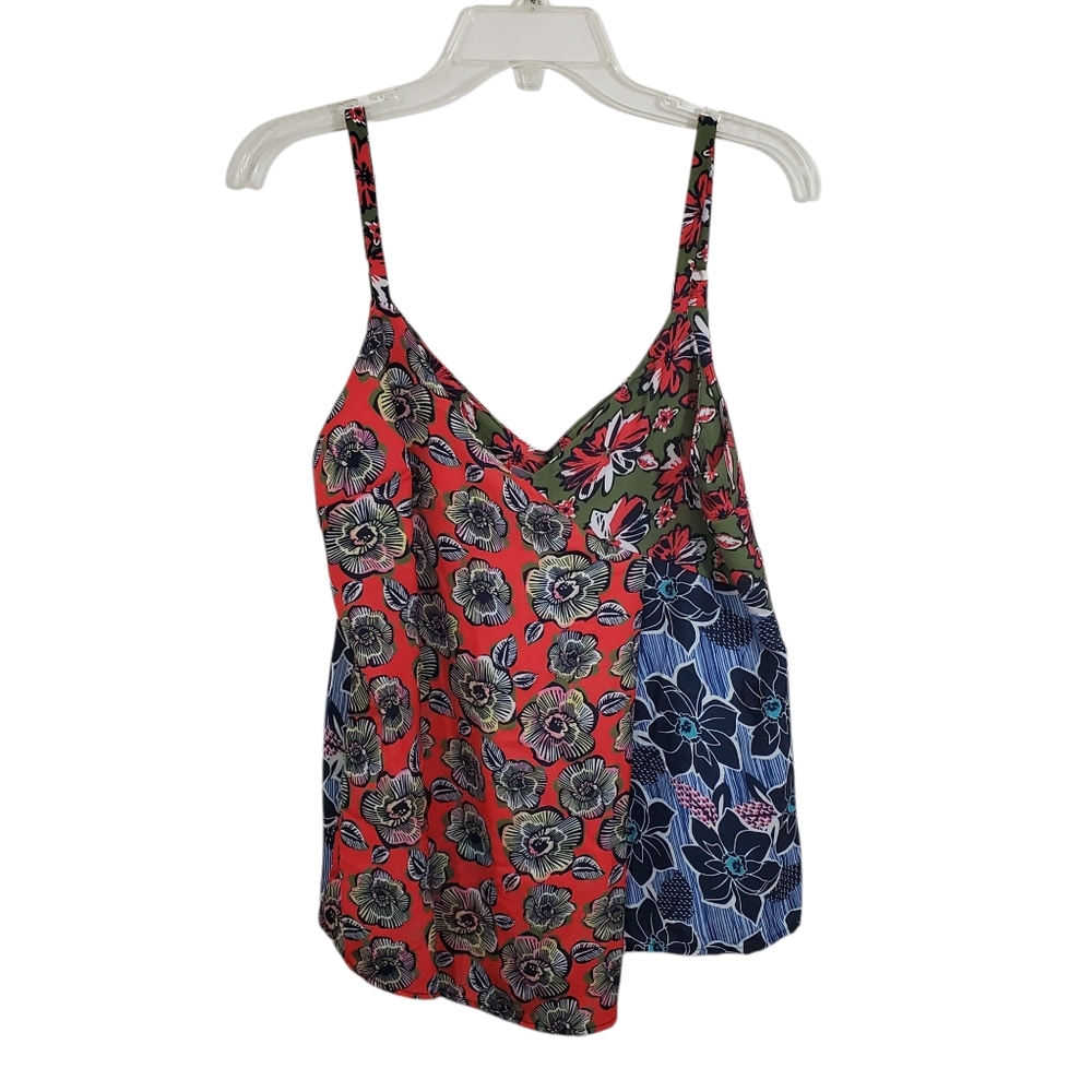 Kut from the Kloth Floral Patchwork Camisole in Red, Olive, Navy